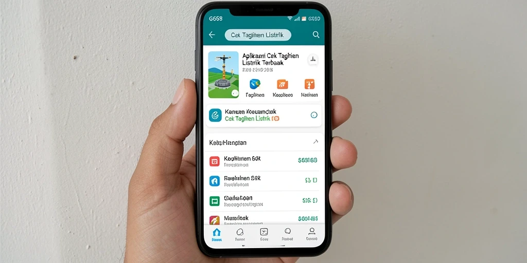 Screenshot G668 menampilkan antarmuka cek tagihan listrik yang sederhana dan informatif.