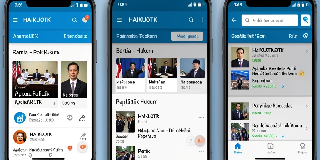 Antarmuka HAIKUOTK menampilkan berita politik dan hukum terkini.
